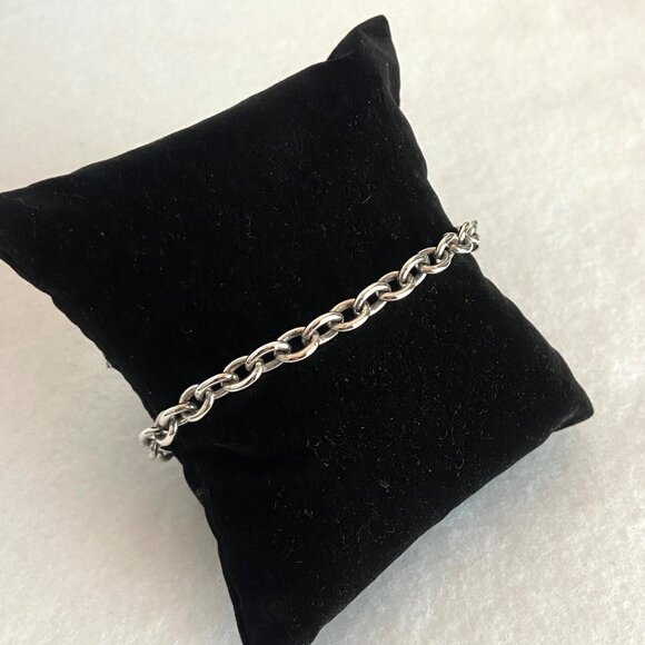 Solid Sterling Silver 925 5.8MM Oval Cable Chain Charm Bracelet 7.75" - Picture 5 of 16